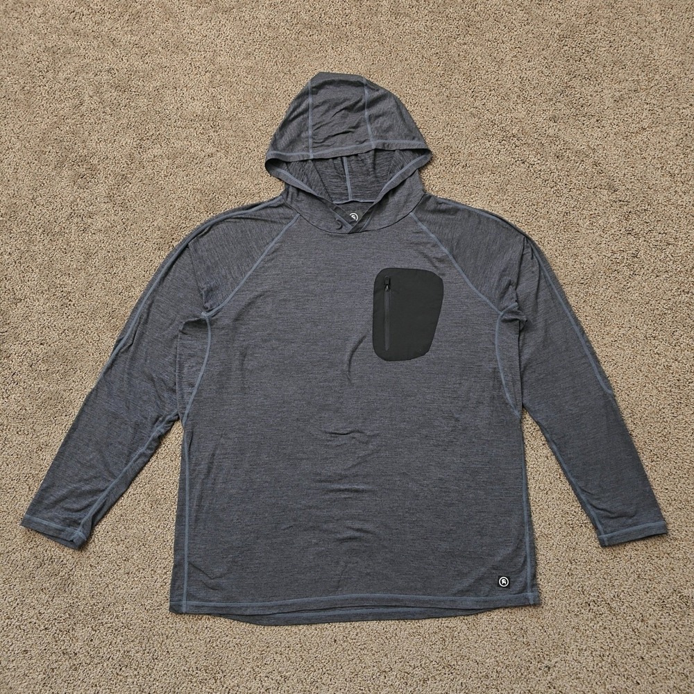 Backcountry Mens Extra Large Gray Long‎ Sleeve Hooded Pocket T Shirt Top - Picture 2 of 8